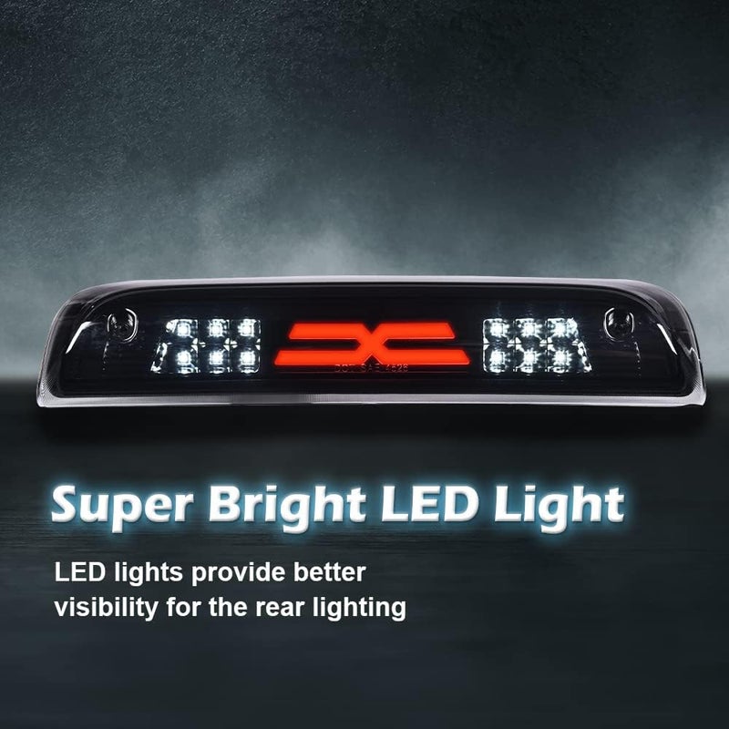 PIT66 3rd Brake Light, Compatible with 2014-2020 Chevy Silverado 2014-2020 GMC Sierra X Type Led Bar High Mount Stop Light Rear Tail Cargo Lamps Black Smoked Lens Black Housing - Image 3
